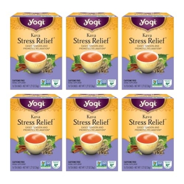 Yogi Tea - Kava Stress Relief Tea (6 Pack) - 96 Herbal Tea Bags for Relaxation