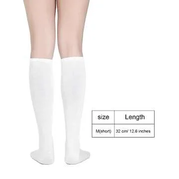 SATINIOR Women Knee Boot Sock High Sock Halloween Sock Cosplay Stocking (White, Medium)