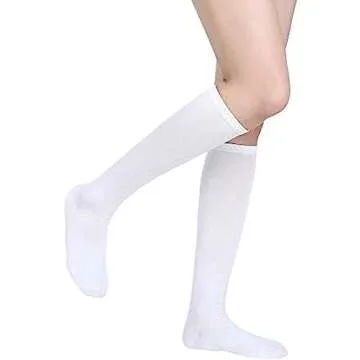 SATINIOR Women Knee Boot Sock High Sock Halloween Sock Cosplay Stocking (White, Medium)