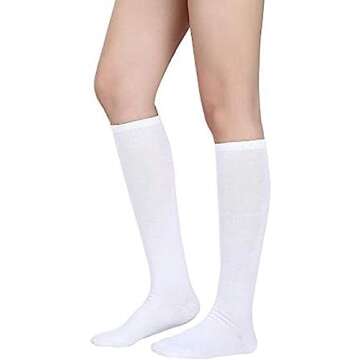 SATINIOR Women Knee Boot Sock High Sock Halloween Sock Cosplay Stocking (White, Medium)