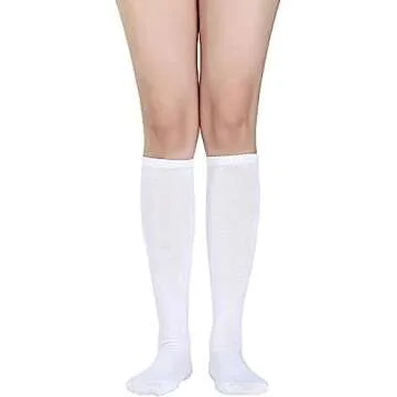 SATINIOR Women Knee Boot Sock High Sock Halloween Sock Cosplay Stocking (White, Medium)