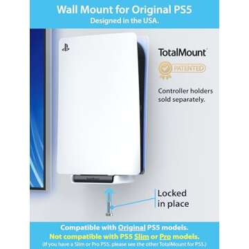TotalMount Original Mount for Original PS5 Models (Not Compatible with PS5 Slim or Pro)