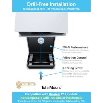 TotalMount Original Mount for Original PS5 Models (Not Compatible with PS5 Slim or Pro)
