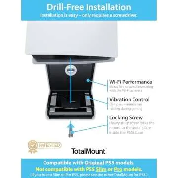 TotalMount Original Mount for Original PS5 Models (Not Compatible with PS5 Slim or Pro)