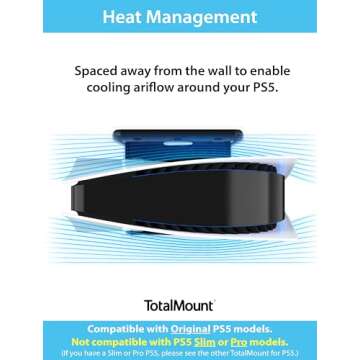 TotalMount Original Mount for Original PS5 Models (Not Compatible with PS5 Slim or Pro)