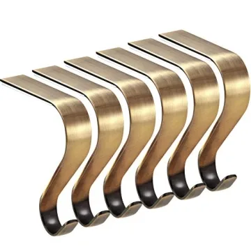 6 Pcs Christmas Stocking Holders for Mantel - Non-Slip Hooks Set