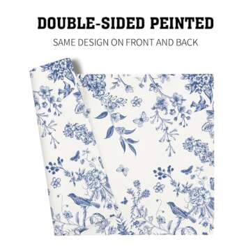 Blue White Floral Placemats Set of 4 Spring Summer Hydrangea Flowers Branches Washable Non-Slip Heat Resistant Place Mats 12x18 Inch Chinoiserie Linen Table Mats for Home Kitchen Dining Party Decor