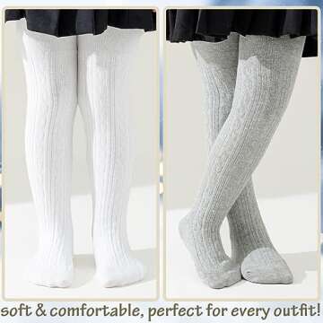 Mini angel Baby Tights Infant Toddler Girl Cable Knit Leggings Soft Cotton Stockings Pantyhose 3pack (Black, White, Grey, 12-24 Month)