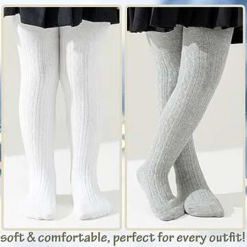 Mini angel Baby Tights Infant Toddler Girl Cable Knit Leggings Soft Cotton Stockings Pantyhose 3pack (Black, White, Grey, 12-24 Month)