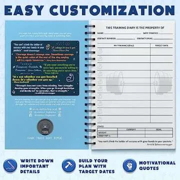 Workout Planner for Daily Fitness Tracking & Goals Setting - A5 Size, 6” x 8”, Azure Blue - Men & Women Personal Home & Gym Training Diary - Log Book Journal - by Workout Log Gym