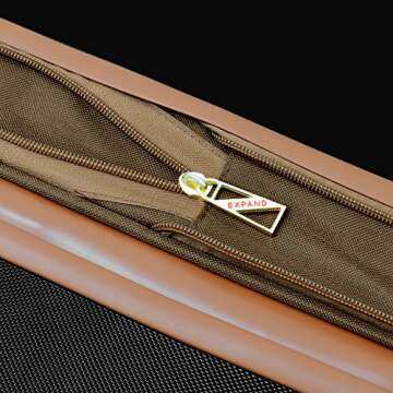 LONDON FOG Retro Expandable Hardside Spinner Luggage, Black/Caramel, Carry-On 20-Inch