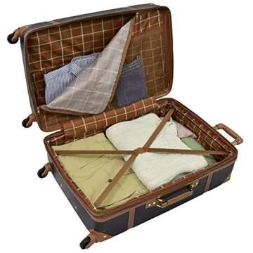 LONDON FOG Retro Expandable Hardside Spinner Luggage, Black/Caramel, Carry-On 20-Inch