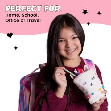 Yoobi Llama Standing Pencil Case, Cute Storage Pouch, Large Capacity for Pencils, Pens or Makeup Brush, Doubles as Cosmetic Bag or Paint Brush Organizer, Office or School Supplies for Kids or Adults