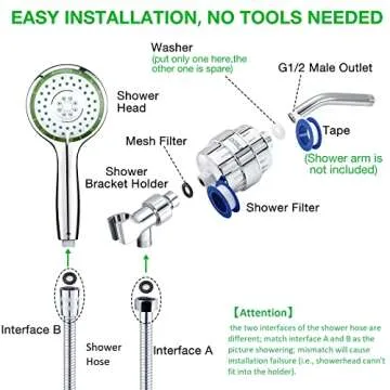 High Pressure Filtered Shower Head Combo with 79" Hose