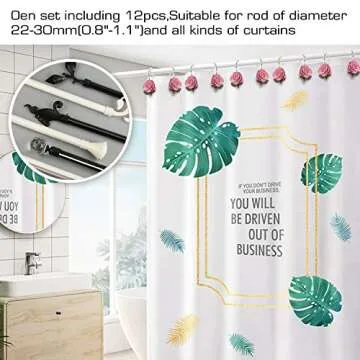 AGPTEK Shower Curtain Hooks, 12 PCS Anti Rust Decorative Vintage Resin Rose Hooks for Bathroom,Baby Room, Bedroom, Living Room