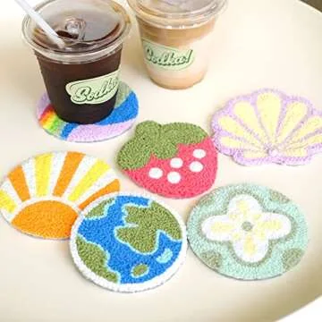 Punch Needle Coasters Craft Kit for Beginners and Adults