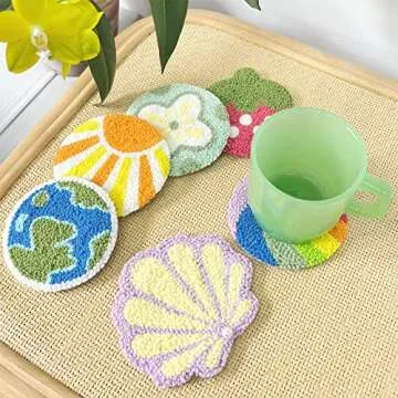 Punch Needle Coasters Craft Kit for Beginners and Adults