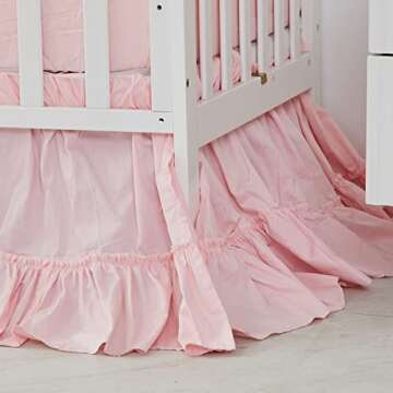 Brandream Blush Pink Crib Bed Skirt for Boho Nursery Decor