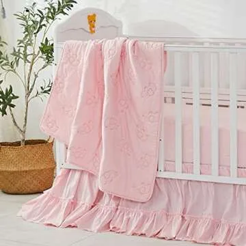 Brandream Blush Pink Crib Bed Skirt for Boho Nursery Decor