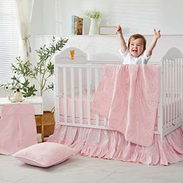 Brandream Blush Pink Crib Bed Skirt for Boho Nursery Decor