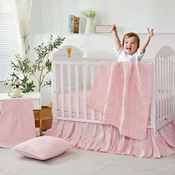 Brandream Blush Pink Crib Bed Skirt for Boho Nursery Decor