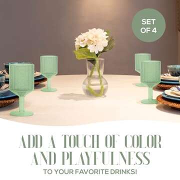 elle decor Vintage Drinking Glasses | Set of 4 | Bubbled Glass Goblets | Vintage Style Glassware and...