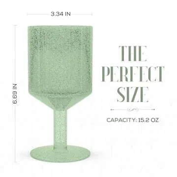 elle decor Vintage Drinking Glasses | Set of 4 | Bubbled Glass Goblets | Vintage Style Glassware and Barware | 15-Ounce Wine Glasses | Birthday, Valentines Day, or Holiday Gift (Green)