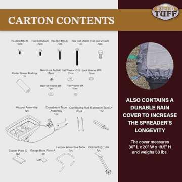 Field Tuff Hitch Mount Grass Seed Spreader with Rain Protector for ATV, UTV, or Utility Tractor, Black