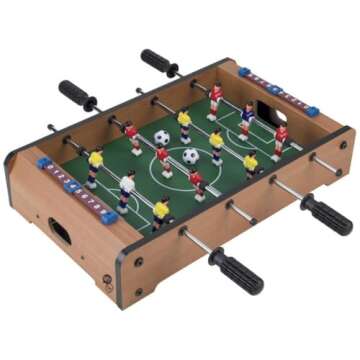 Hey Play Foosball Table - Compact 20-Inch Mini Soccer Table Game for Home Fun