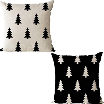 ZYCH Black and White Geometric Christmas Pillow Cover 18x18
