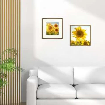 Frametory, 12x12 Aluminum Picture Frame - 12 x 12 Bronze Frame with Removable Mat for 8 x 8 Photo - 12 by 12 Durable Metal Frame with Real Glass - Sawtooth Hanger for Easy Wall Display - 1 Pack
