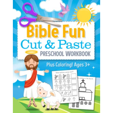 Engaging Bible Fun Cut and Paste Preschool Workbook: Coloring and Cutting Kids Christian Activity Bo...
