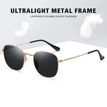 Fozono Retro Square Polarized Sunglasses UV400 Protection