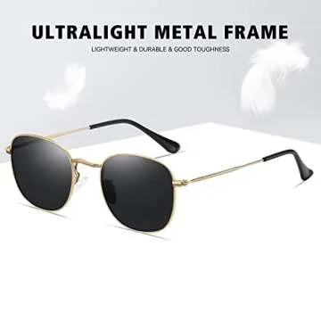 Fozono Retro Square Polarized Sunglasses UV400 Protection