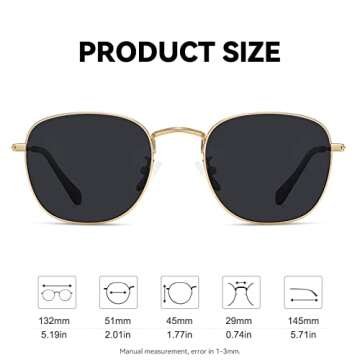 Fozono Retro Square Polarized Sunglasses UV400 Protection