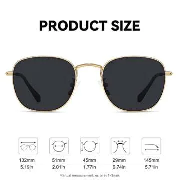 Fozono Retro Square Polarized Sunglasses UV400 Protection