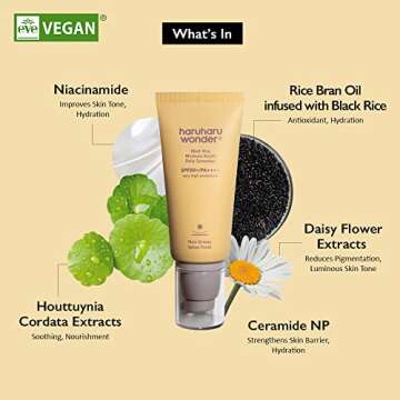 Haruharu Wonder Black Rice Moisture Airyfit Daily Sunscreen 50ml (1.69fl.oz), Reef Safe Formula, Non-Greasy Velvet Finish