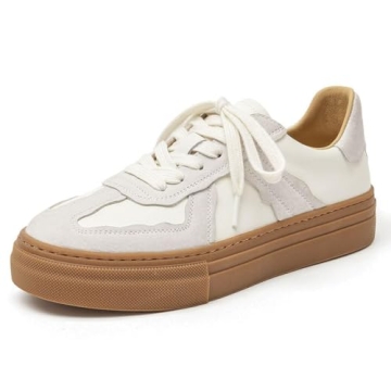 BEAU TODAY Fashion Sneakers Women, Casual Retro Platform Leather Sneakers for Women, Comfortable Ten...
