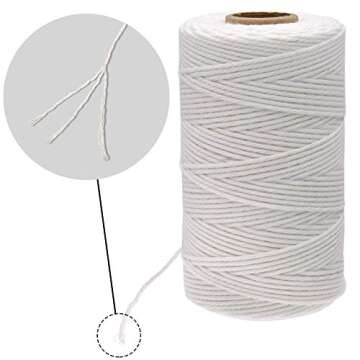 jijAcraft Butchers Twine 328 Feet, 2mm Cotton Twine String, Food Safe Kitchen Cooking Bakers Twine S...