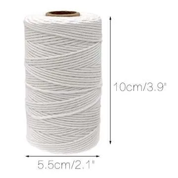 jijAcraft Butchers Twine 328 Feet, 2mm Cotton Twine String, Food Safe Kitchen Cooking Bakers Twine String for Meat Trussing, White Cotton String for Turkey Sausage Butcher Food Prep