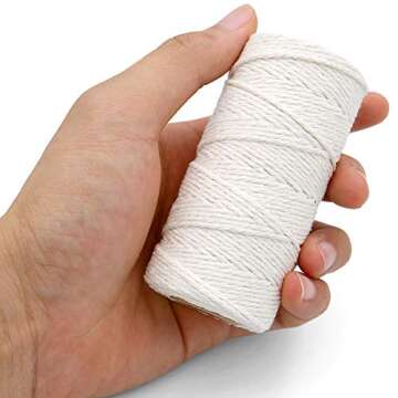 jijAcraft Butchers Twine 328 Feet, 2mm Cotton Twine String, Food Safe Kitchen Cooking Bakers Twine String for Meat Trussing, White Cotton String for Turkey Sausage Butcher Food Prep