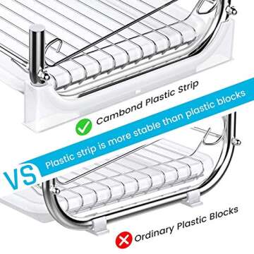 Cambond 2 Tier Dish Drying Rack with Drain Board & Utensil Holder