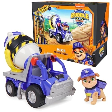 Rubble & Crew's Mix's Cement Mixer Truck Toy: Action Figure Included!