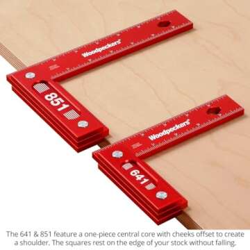 Woodpeckers Precision Woodworking Square Set, 6 Inch & 8 Inch, Aluminum, USA Made, Feature Packed Sq...