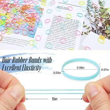 Marcoido Hair Ties, 1500pcs Mix Color Tiny Hair Elastics with Hair Loop Styling Tool Set 2Pcs Braid Tools 1Pcs Rat Tail Comb For Baby Toddlers Kids, Macaron small A