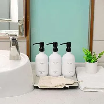 Shampoo Dispenser for Shower Wall 3 Chamber, Drill Free Shampoo and Conditioner Dispenser with Waterproof Labels, Wall Mounted Shower Soap Dispenser for Home Bathroom