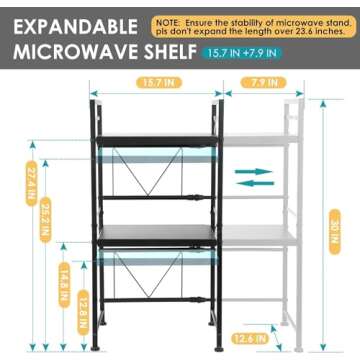 DOLALIKE Expandable Microwave Rack for Kitchen Storage
