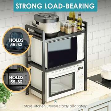 DOLALIKE Expandable Microwave Rack for Kitchen Storage