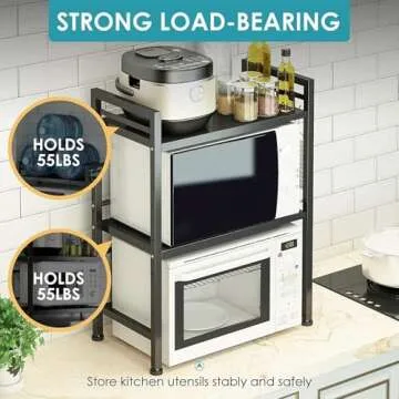 DOLALIKE Expandable Microwave Rack for Kitchen Storage