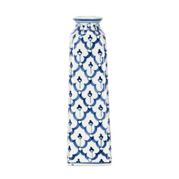 Elegant Square Blue and White Porcelain Vase